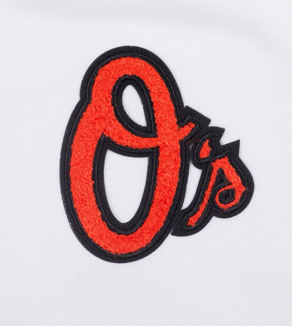 MLB BALTIMORE ORIOLES CLASSIC WOMEN'S FLC CROPPED PO HOODIE (WHITE)