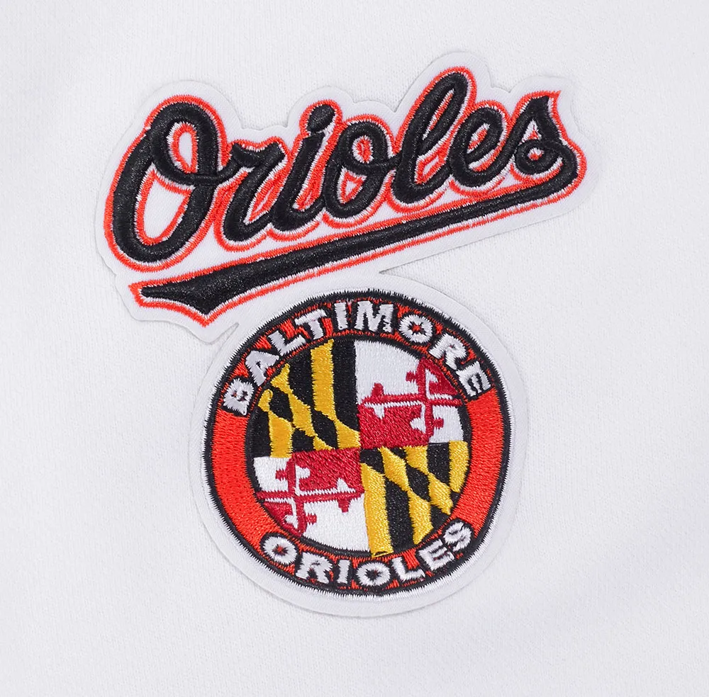 MLB BALTIMORE ORIOLES CLASSIC WOMEN'S FLC CROPPED PO HOODIE (WHITE)