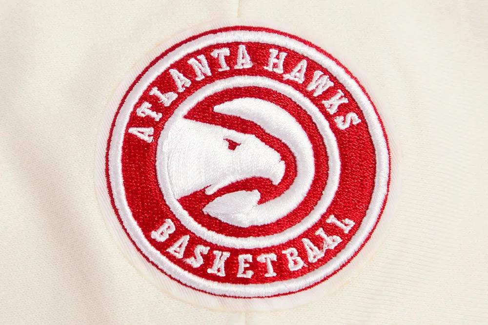 NBA ATLANTA HAWKS RETRO CLASSIC WOMEN'S RIB CROPPED PO HOODIE (EGGSHELL/RED)