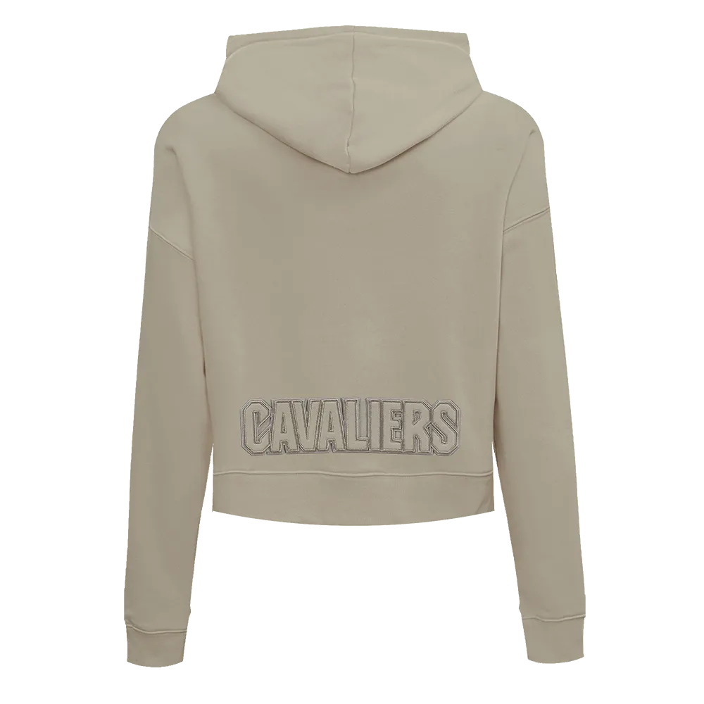 NBA CLEVELAND CAVALIERS NEUTRAL WOMEN'S CROPPED PO HOODIE (TAUPE)