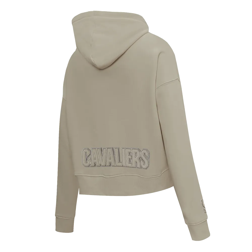 NBA CLEVELAND CAVALIERS NEUTRAL WOMEN'S CROPPED PO HOODIE (TAUPE)