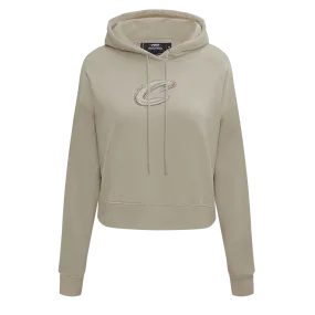 NBA CLEVELAND CAVALIERS NEUTRAL WOMEN'S CROPPED PO HOODIE (TAUPE)