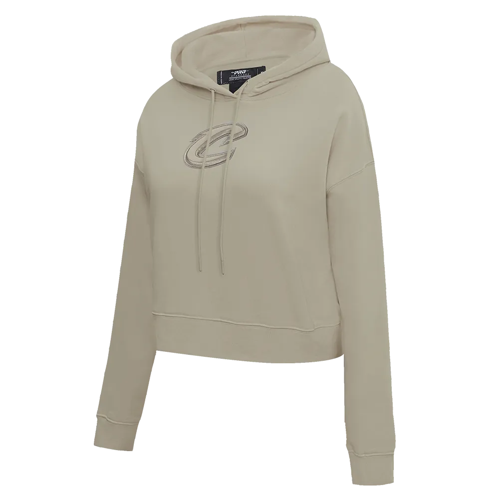 NBA CLEVELAND CAVALIERS NEUTRAL WOMEN'S CROPPED PO HOODIE (TAUPE)