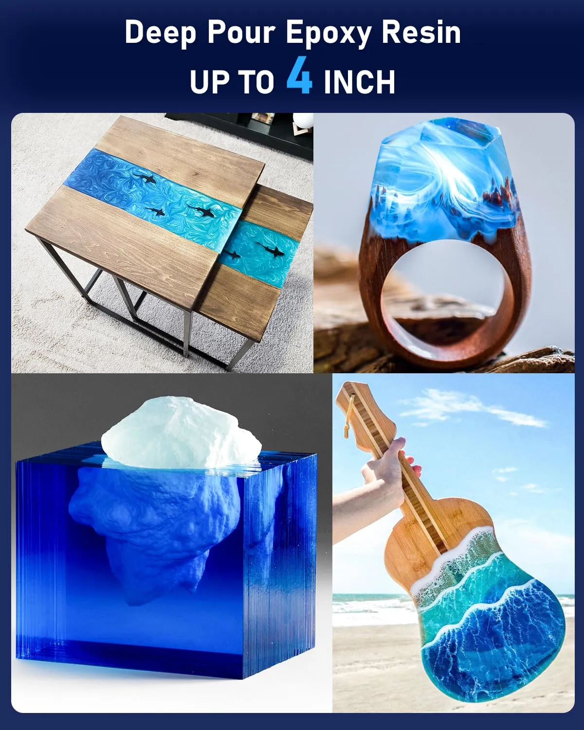 Nicpro 1.5 Gallon Deep Pour Epoxy Resin Kit, 2 to 4 Inch Depth Crystal Clear & High Gloss, Bubble Free Epoxy Resin for Craft River Table,Wood Filler, Bar Top, Coating Casting, Food Safe Self Level 2:1