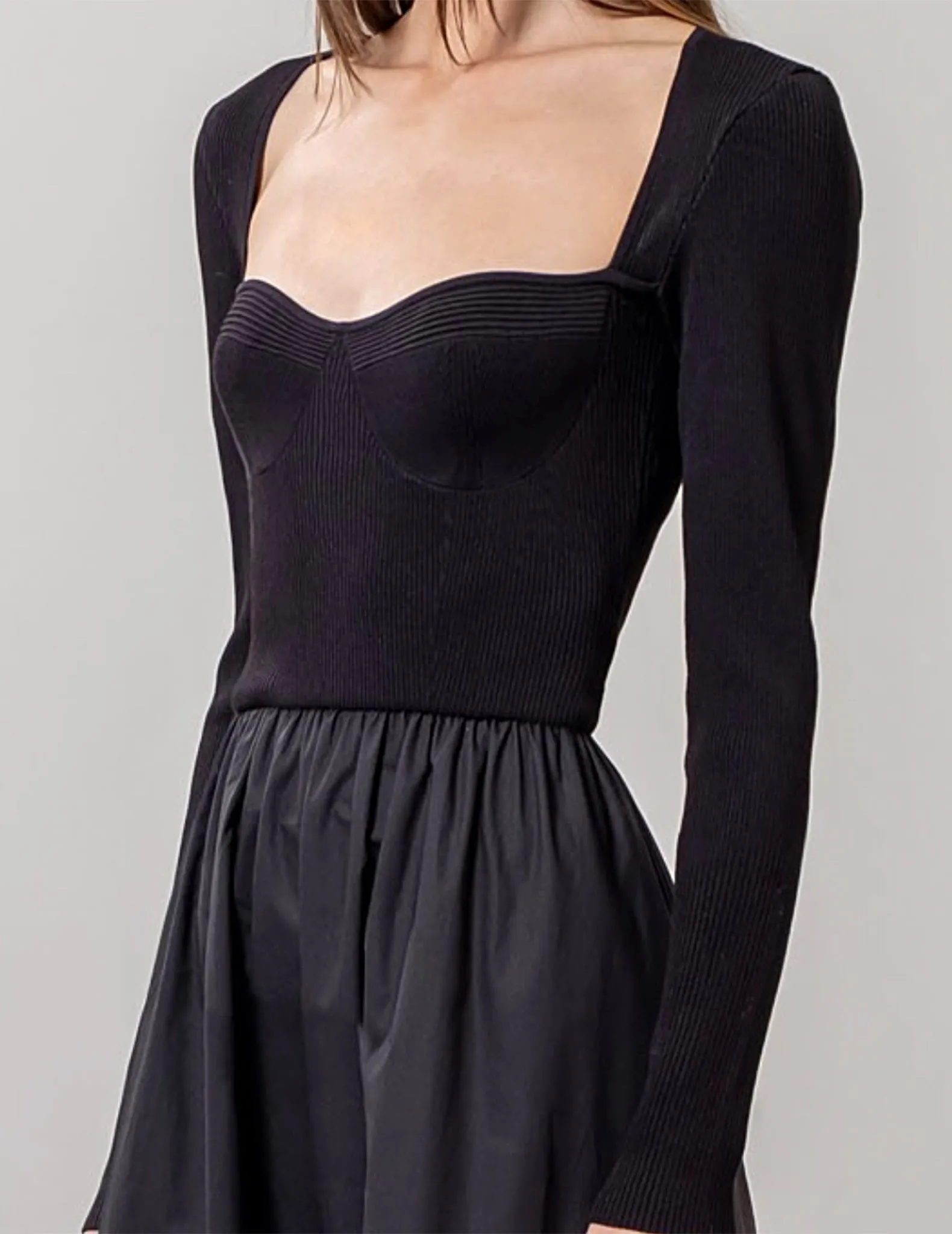 Nita Knit   Cotton Black Sweetheart Dress