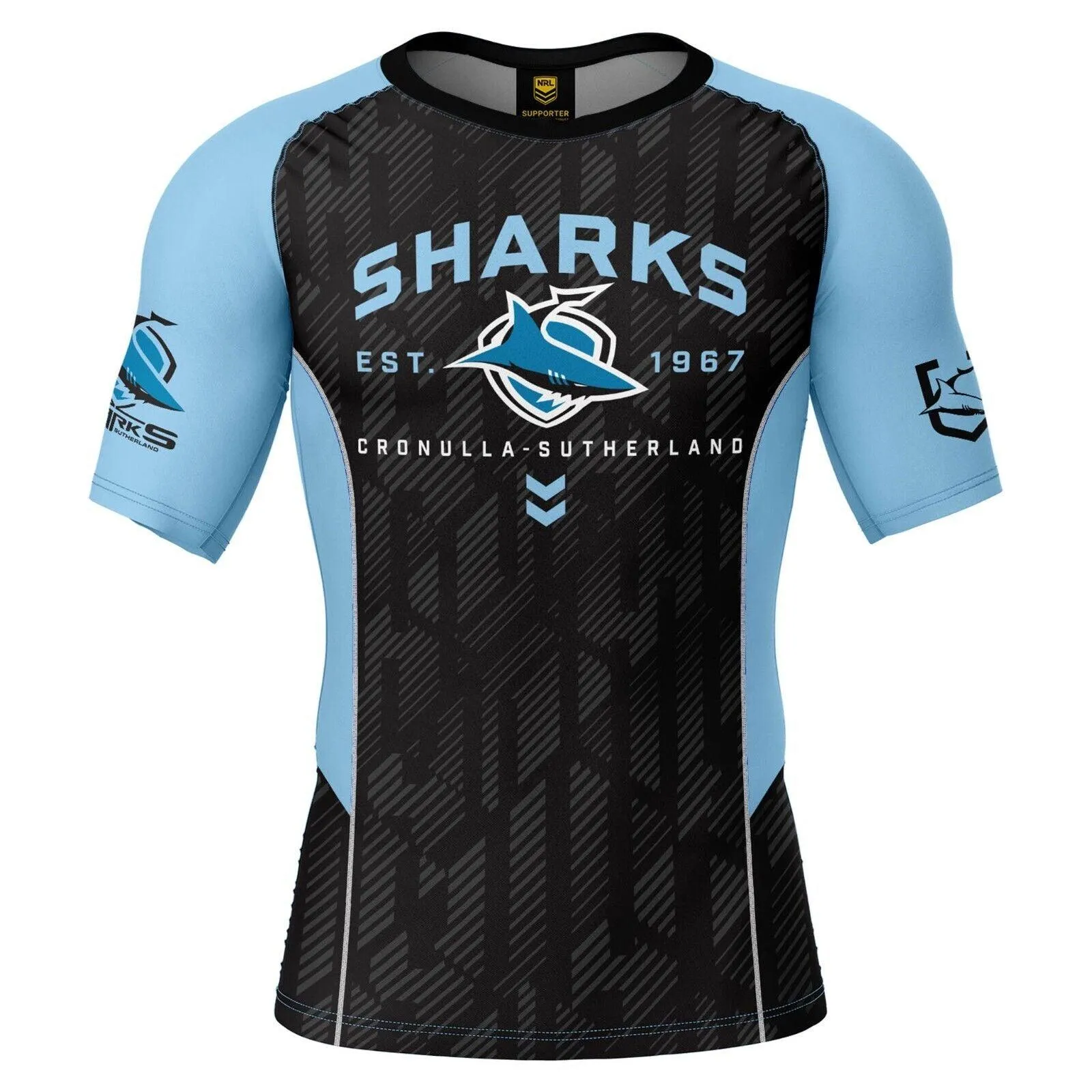 NRL Blocker Rash Vest - Cronulla Sharks - Shirt - UPF 50  - Adult