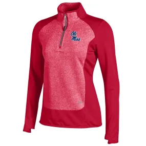 Ole Miss Rebels Under Armour WOMEN Red Infrared 1/4 Zip ColdGear Pullover