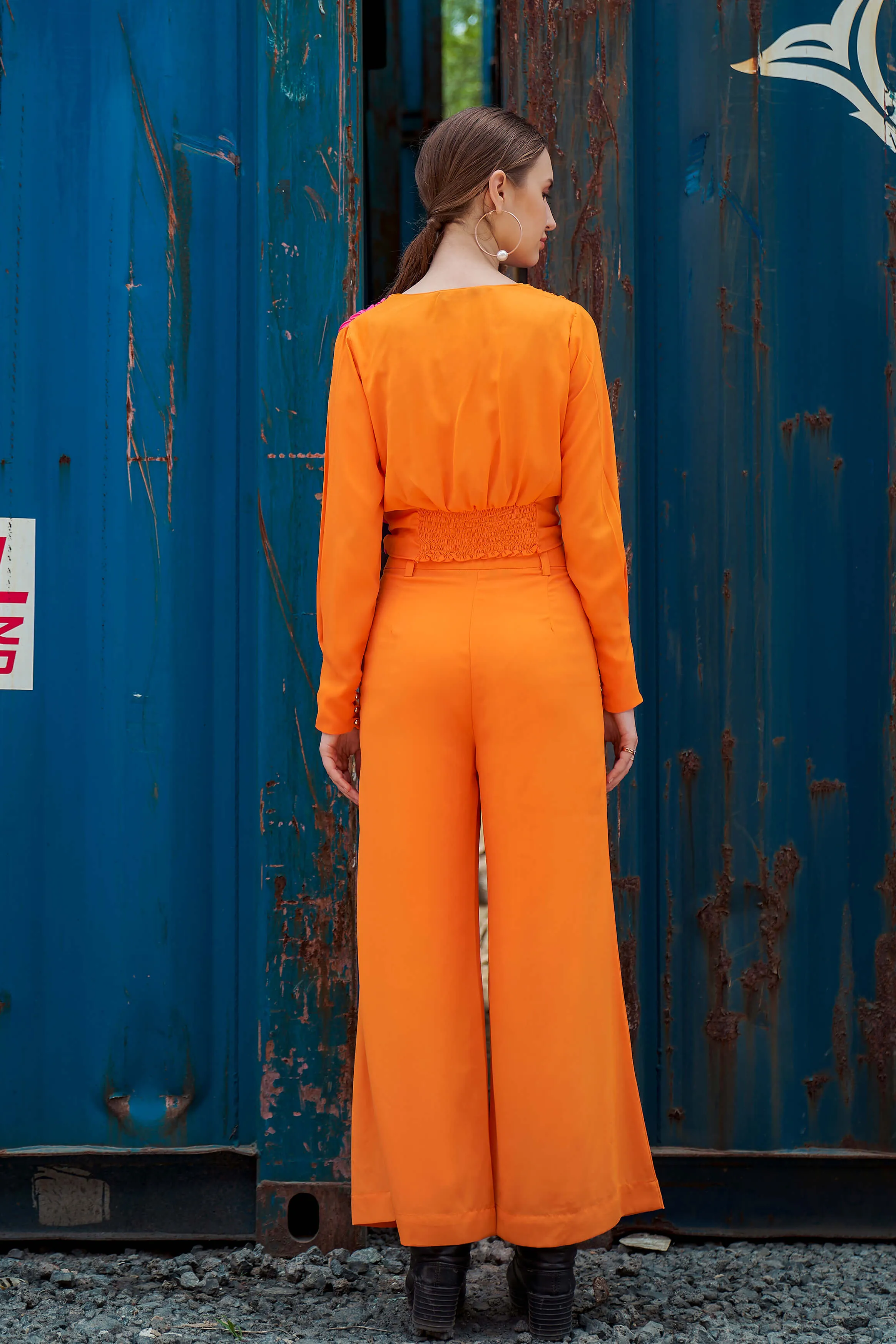 Orange Flared Bottom