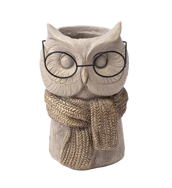 Owl with Scarf and Glasses Planter