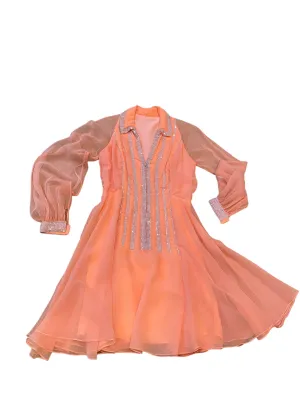 Peach Chiffon Rhinestone Dress