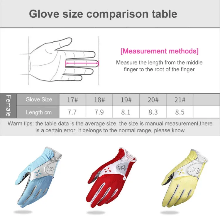 PGM One Pair Golf Non-Slip PU Leather Gloves for Women (Color:Red Size:20)