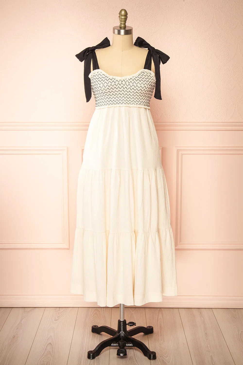 Phedre | Long Ivory Dress w/ Ruched Bust