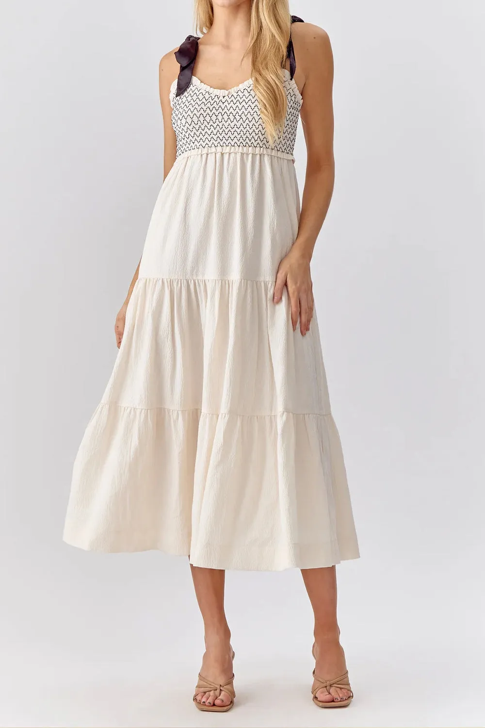 Phedre | Long Ivory Dress w/ Ruched Bust