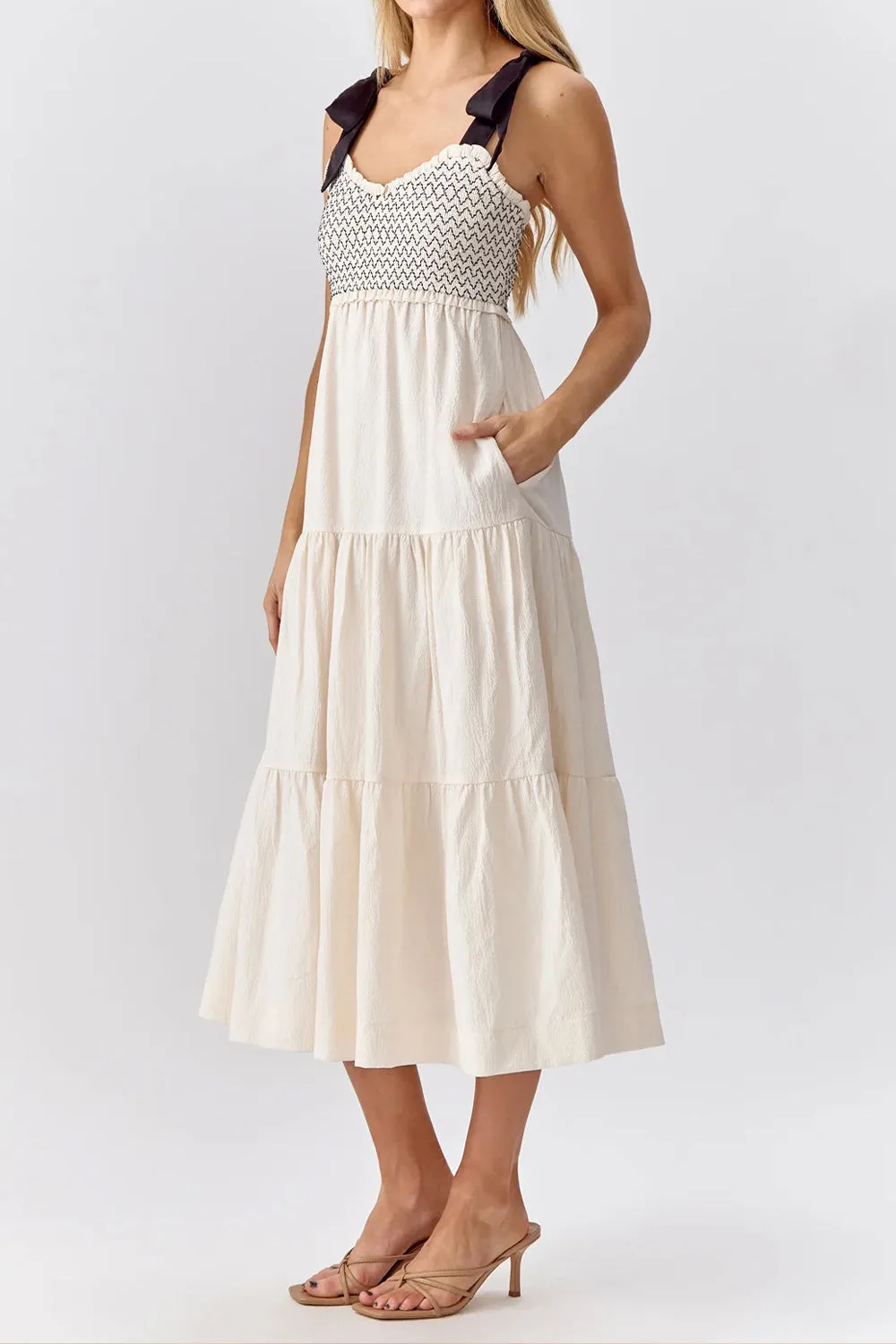 Phedre | Long Ivory Dress w/ Ruched Bust