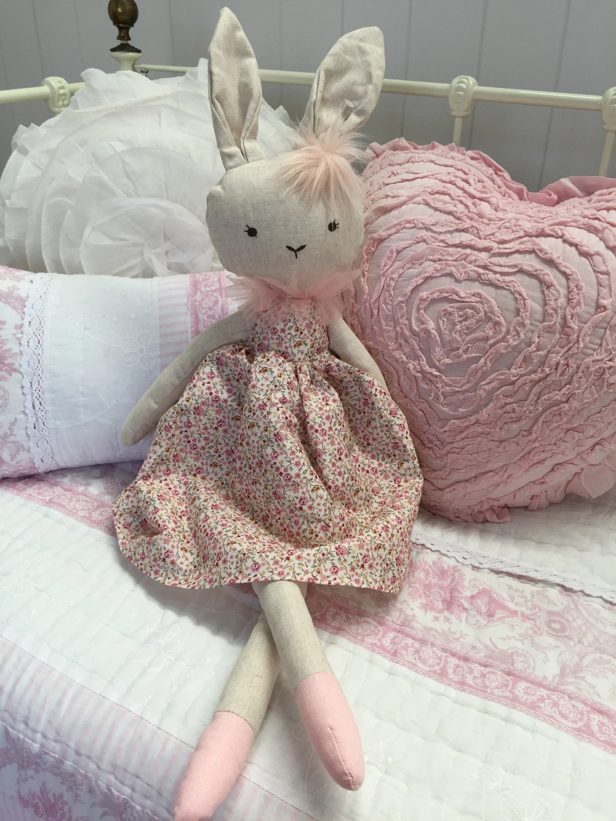 Pink Floral Betty Bunny Toy Doll