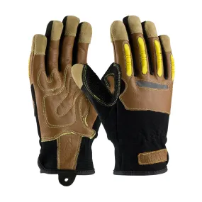 PIP 120-4100 Maximum Safety Reinforced Goatskin Leather with Leather Back and Kevlar Lining TPR Finger Impact Protection Safety Glove (One Dozen)