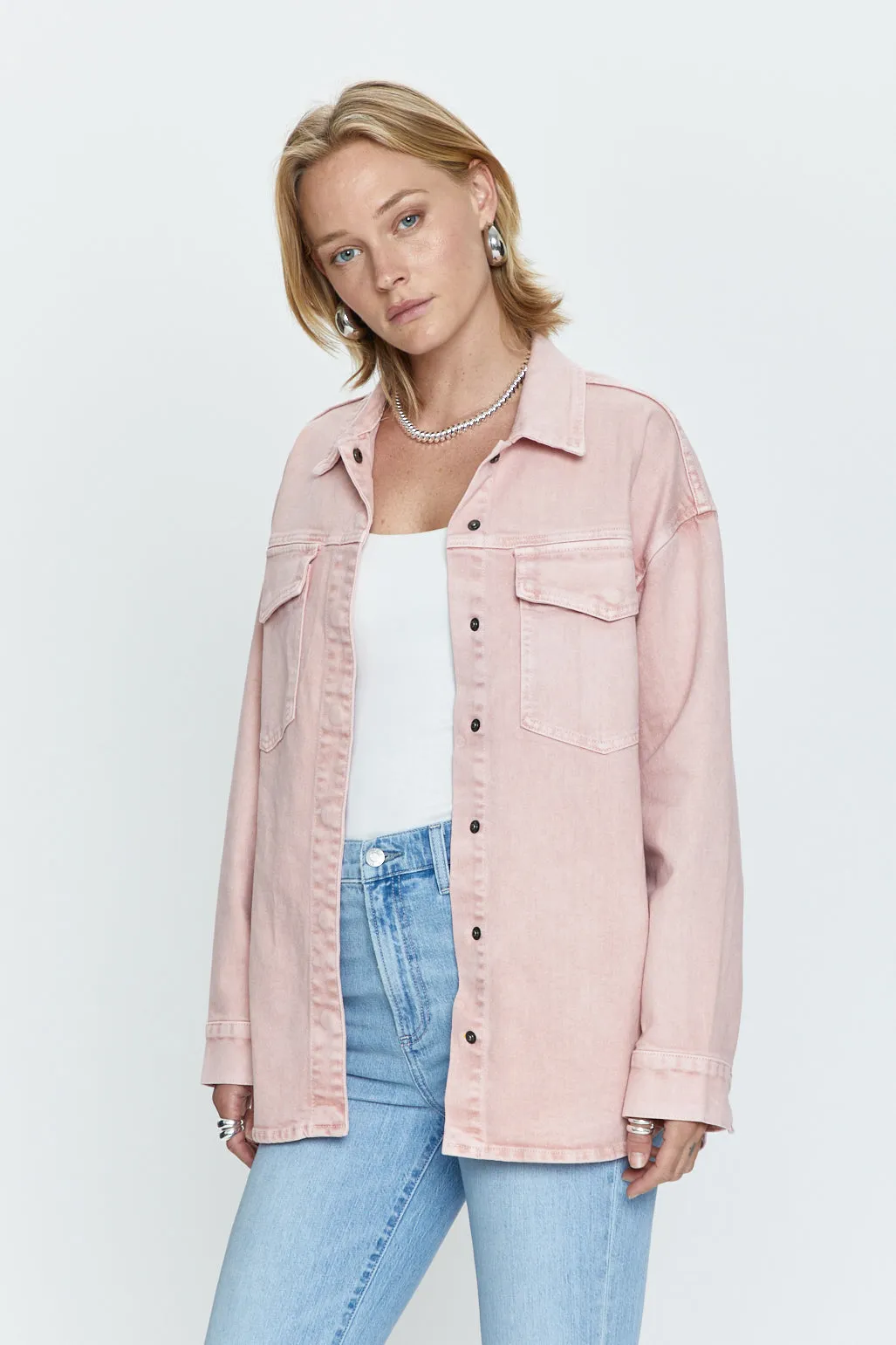 Pistola Mandy Oversized Shacket in Mellow Rose Snow