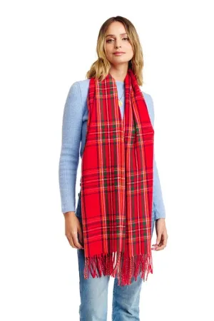 Plaid Oblong Fringe Scarf