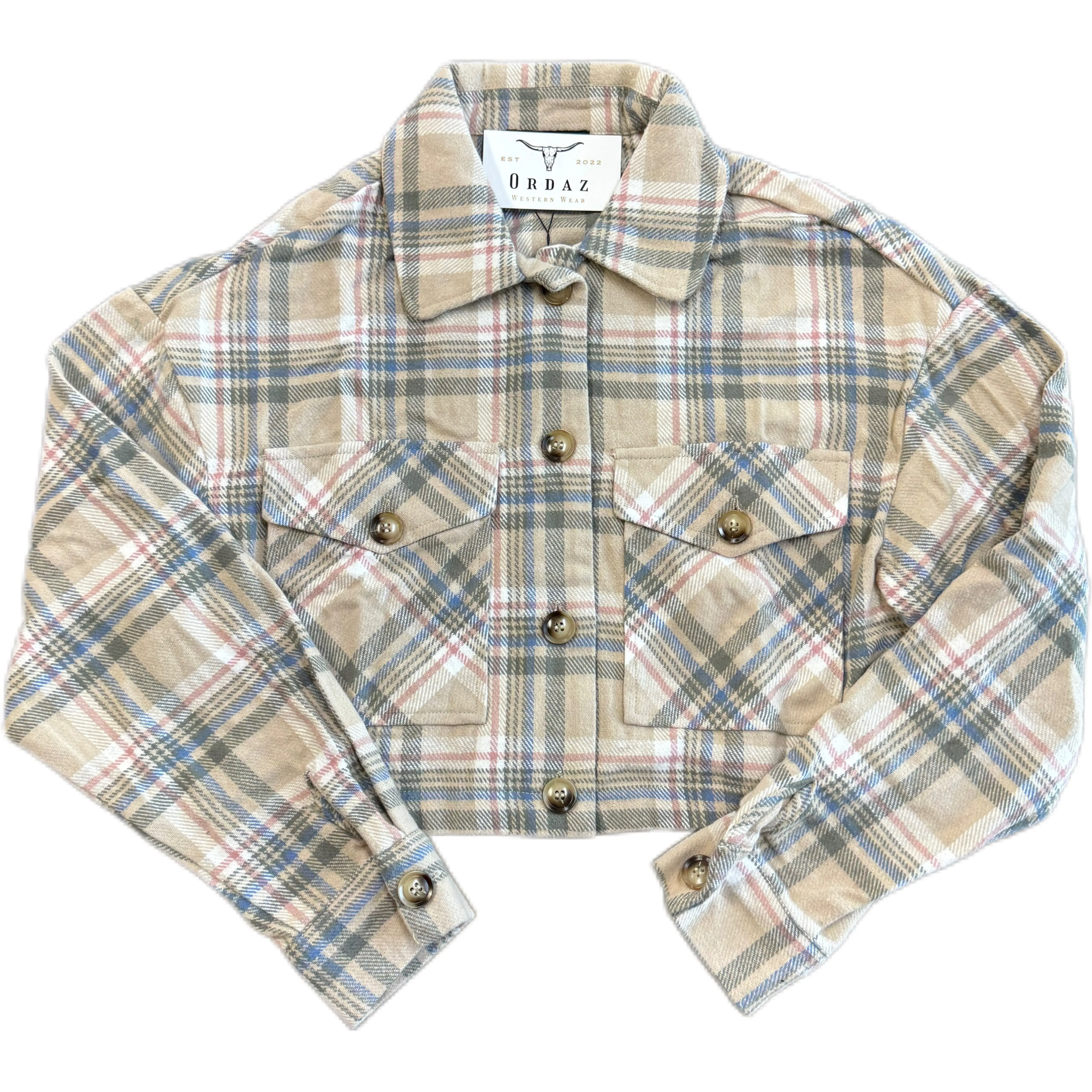 Plaid Print Jacket - Taupe