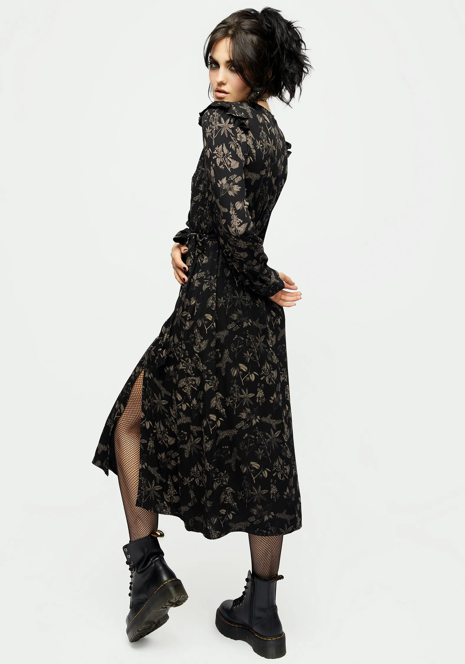 Poisonous Plants Midi Wrap Dress