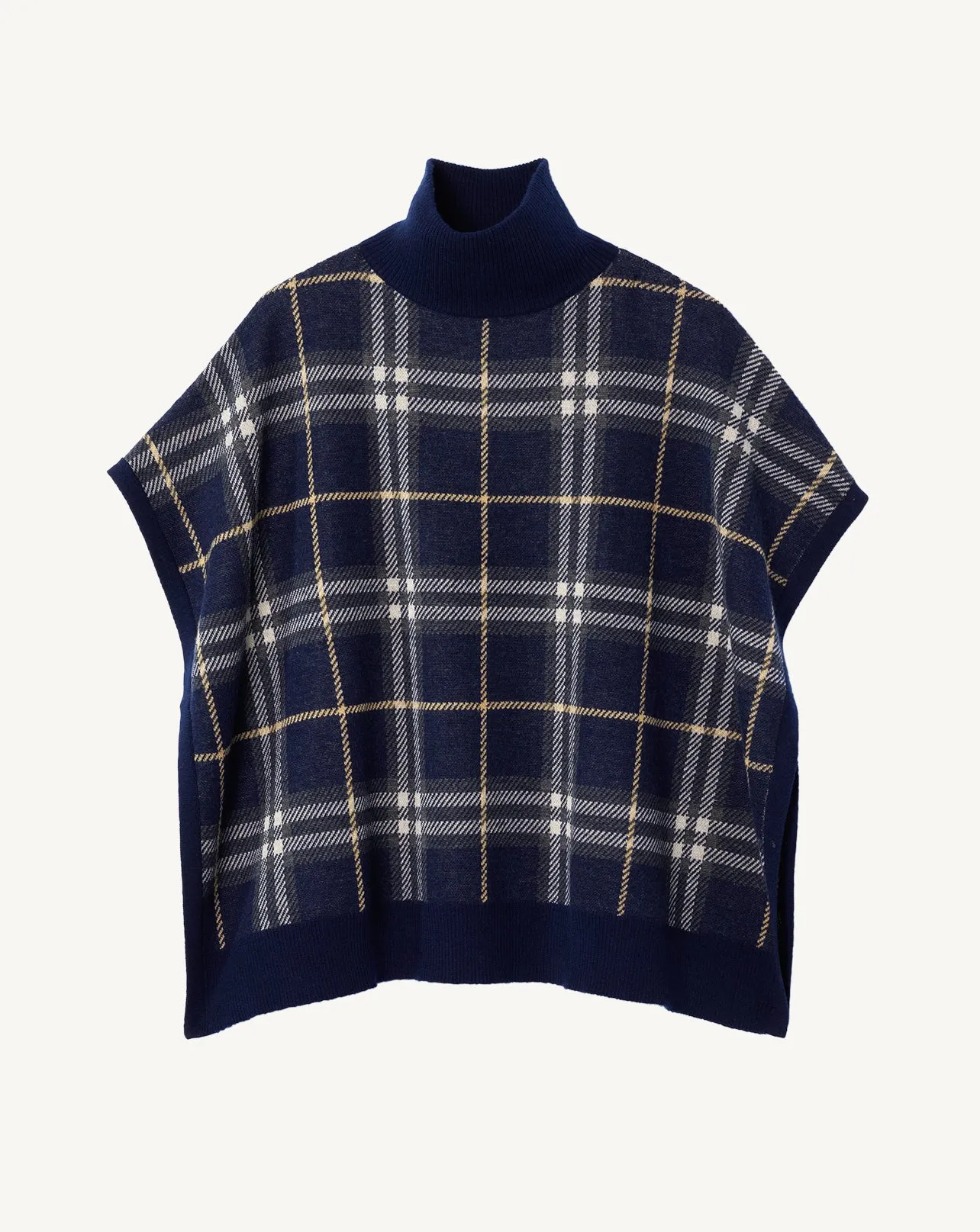 Poncho col roulé tartan