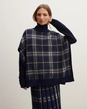 Poncho col roulé tartan