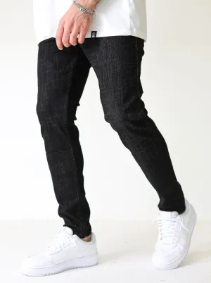 Premium Basic Black Jeans With Chain