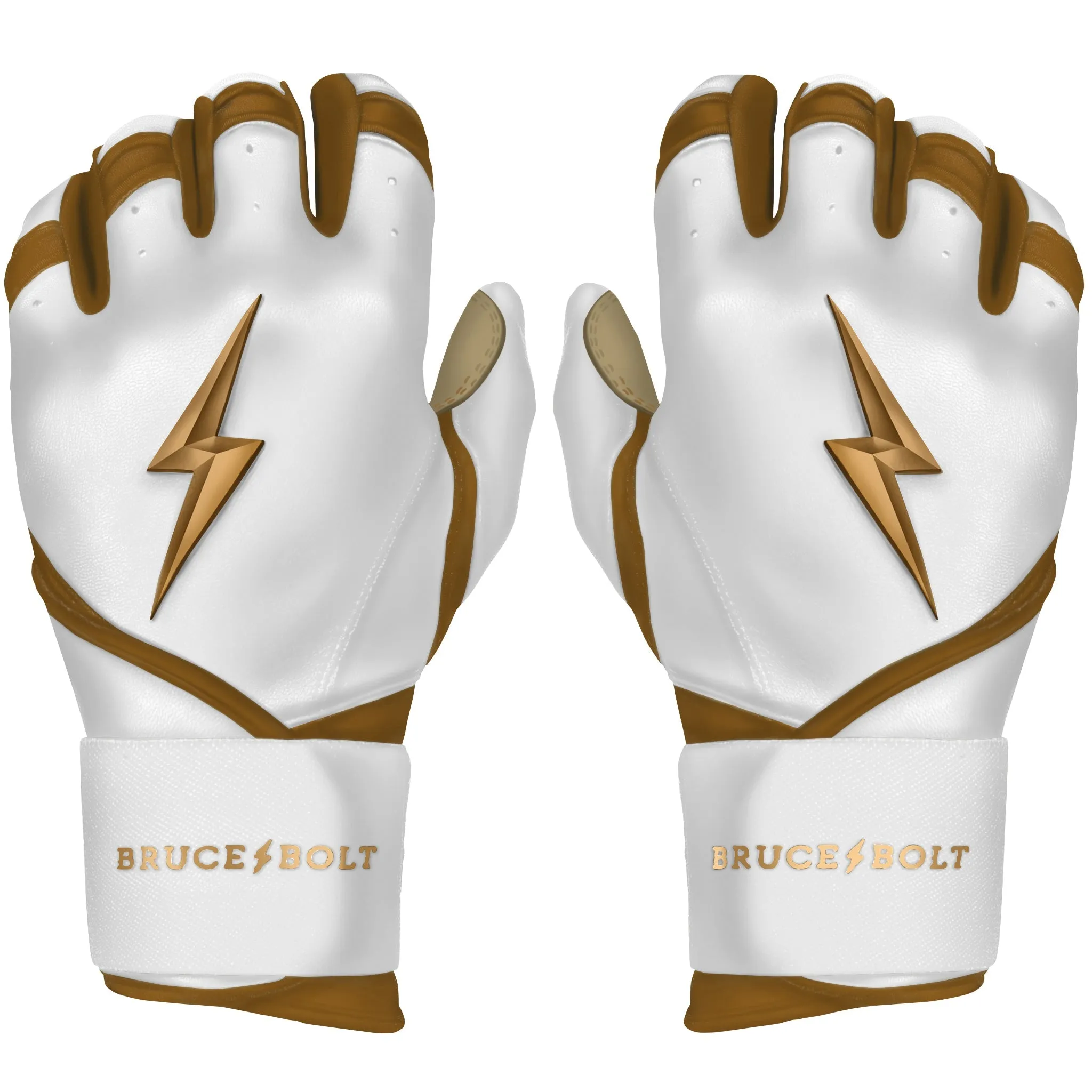 PREMIUM PRO GOLD Series Long Cuff Batting Gloves - Gold WHITE