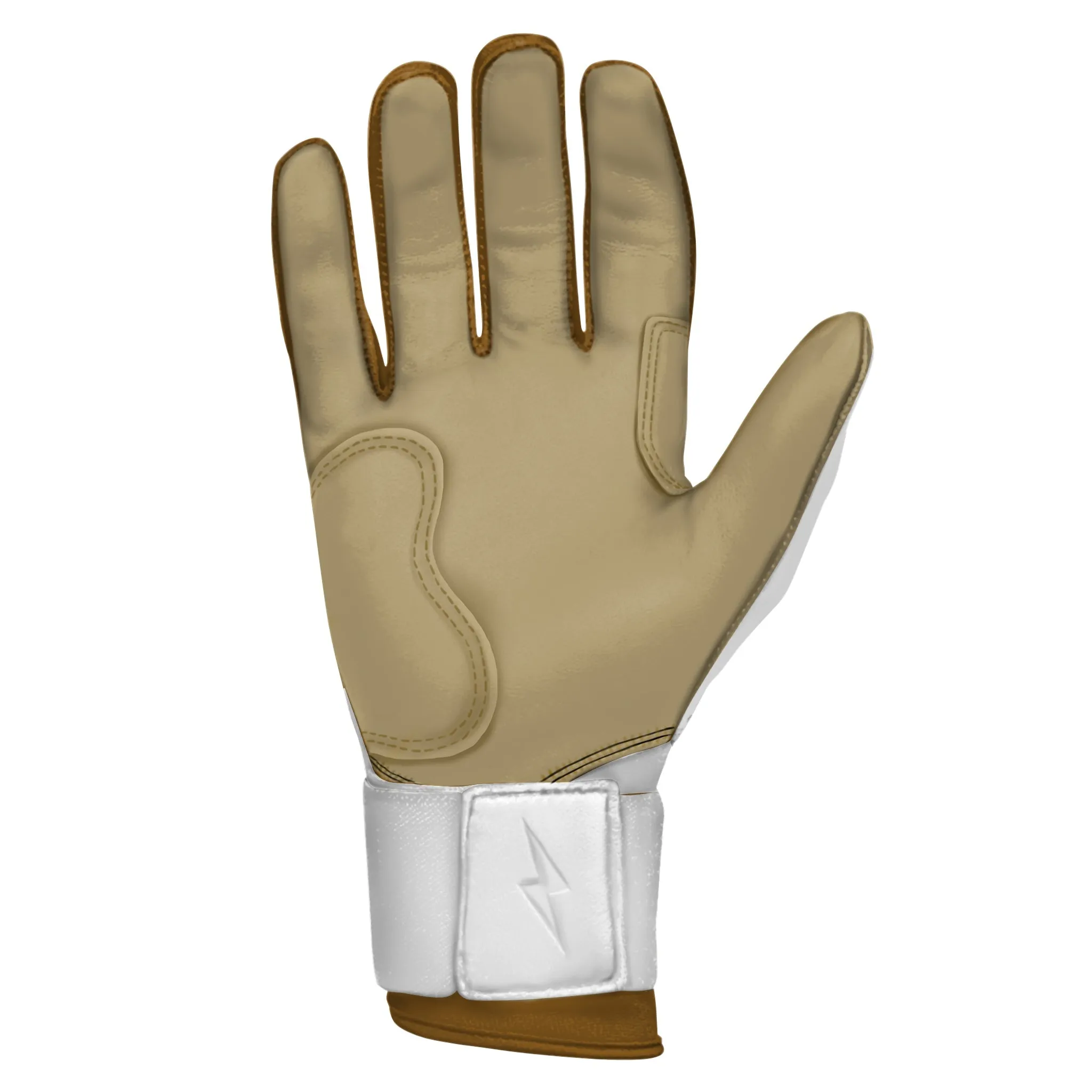 PREMIUM PRO GOLD Series Long Cuff Batting Gloves - Gold WHITE