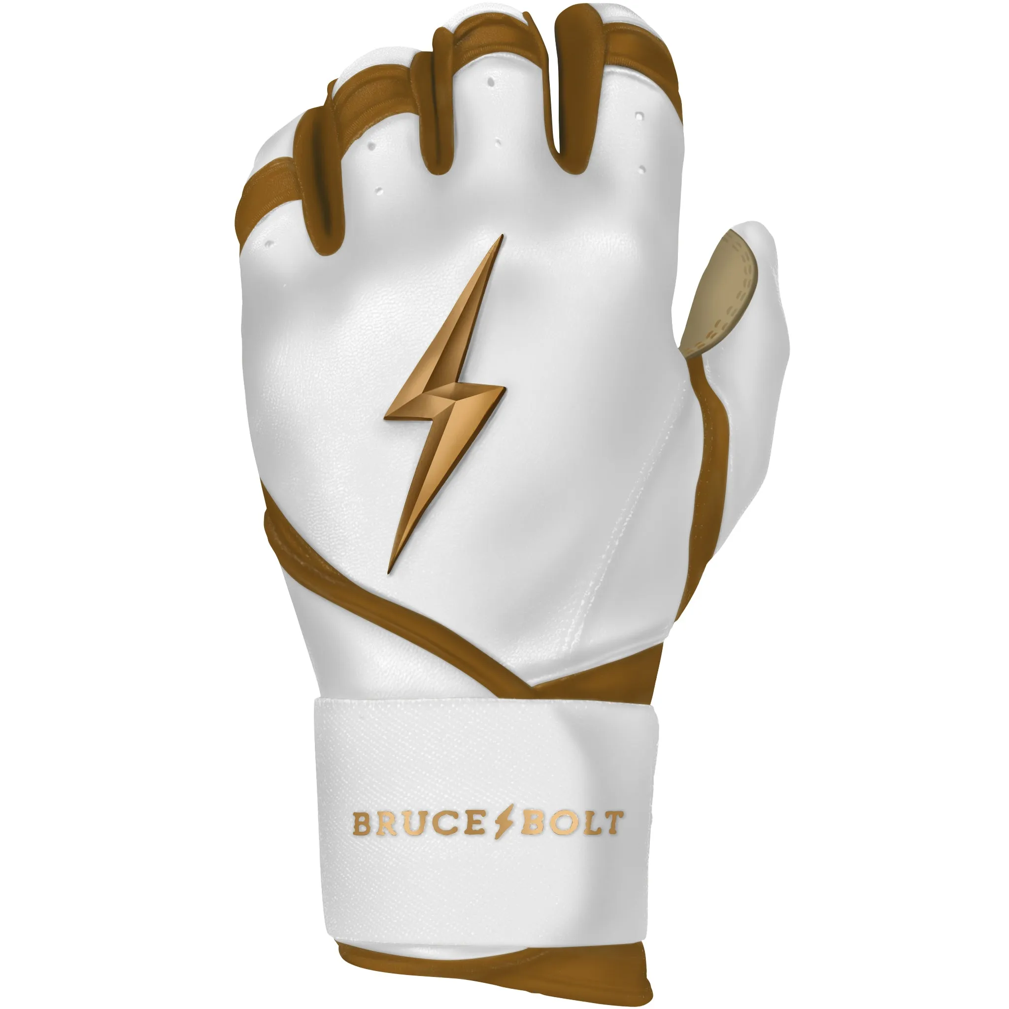 PREMIUM PRO GOLD Series Long Cuff Batting Gloves - Gold WHITE