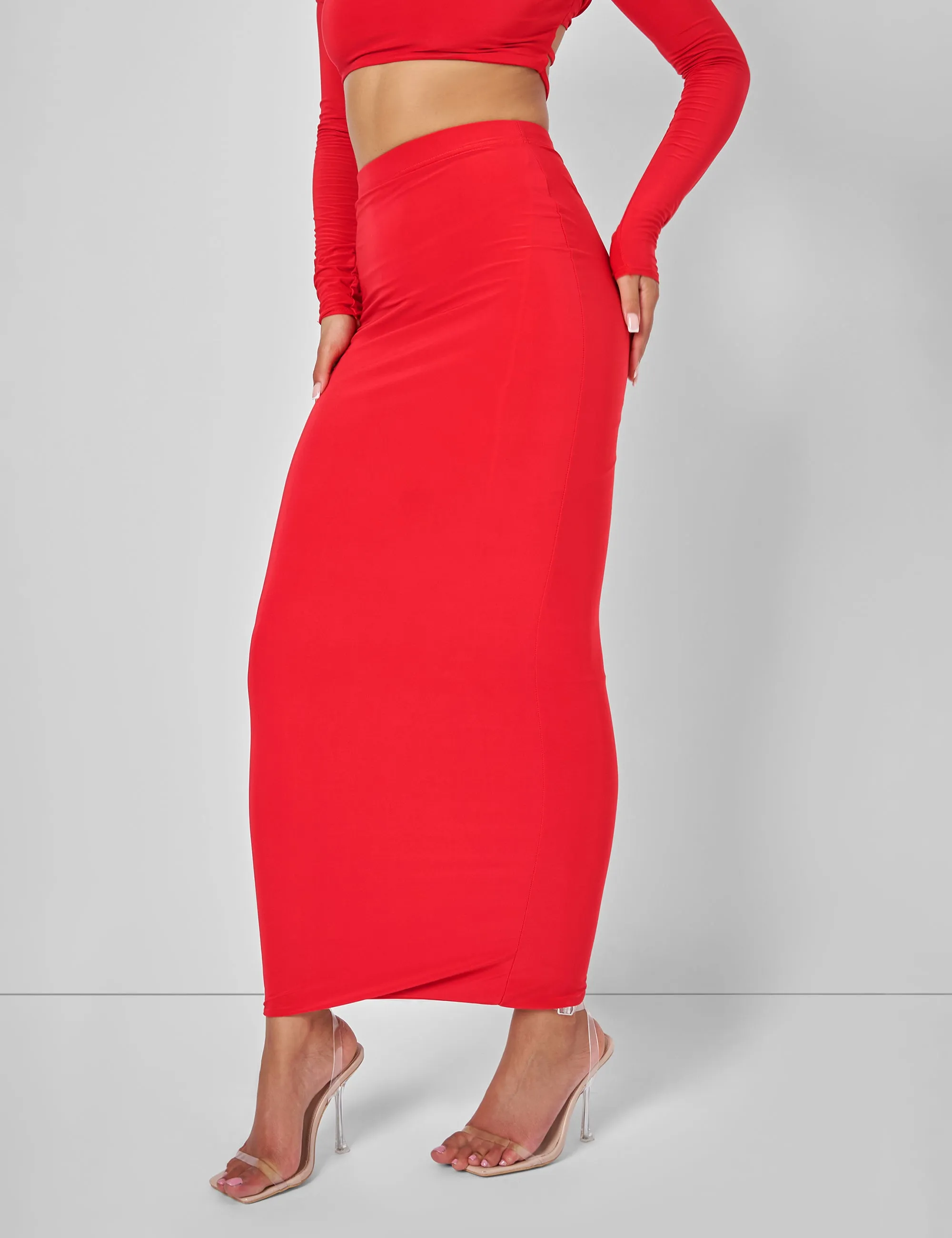 Public Desire Cut Out Maxi Skirt Co-ord in Red