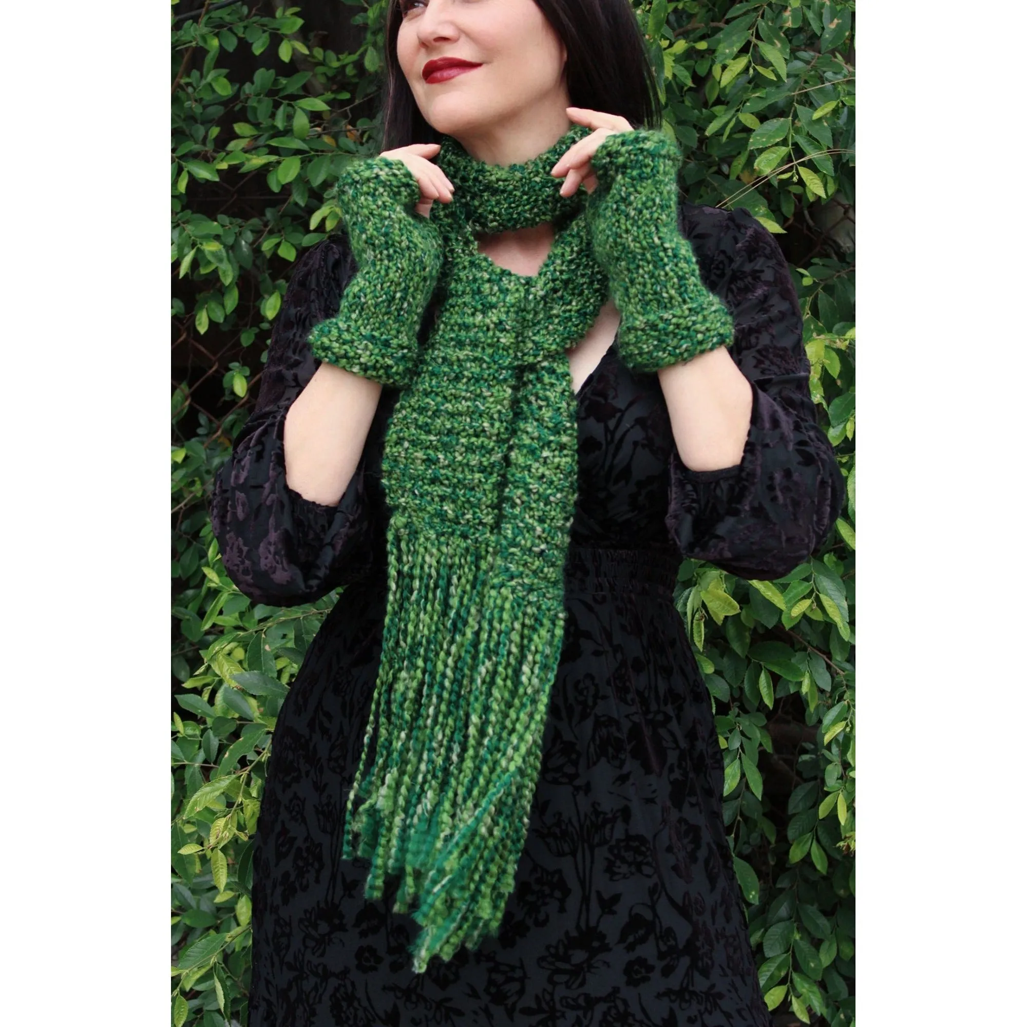 "Emerald Isle" Handknit Fingerless Gloves