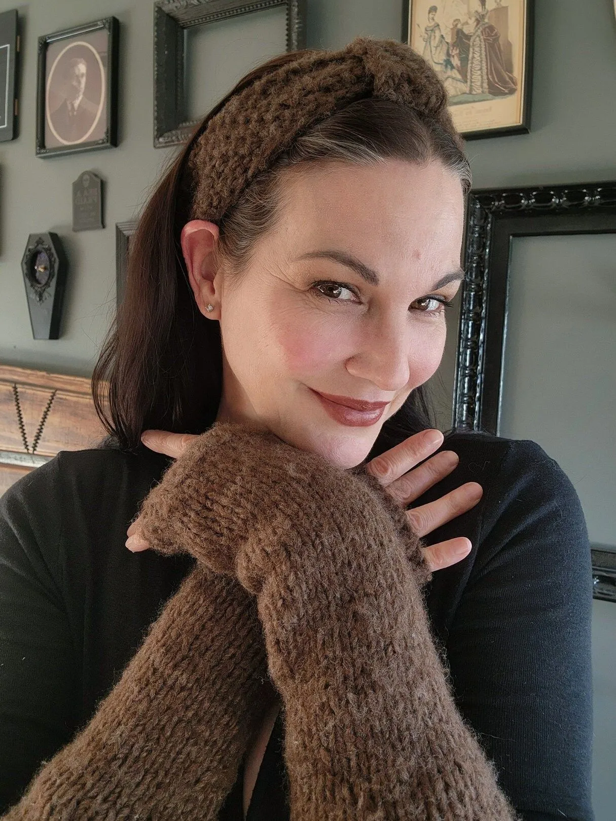 "Highlands" Hand Knit Headband ot Earwarmer in Brown