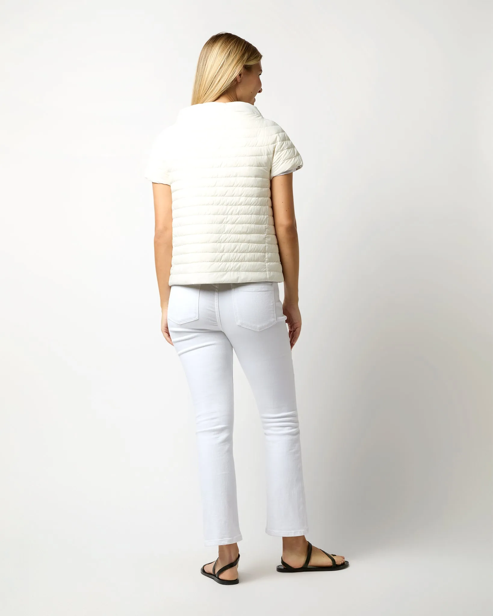 Reversible Cap-Sleeve Jacket in White/Pearl Grey