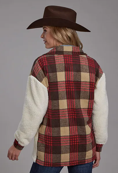 Roper Women's Brown Plaid Flannel Polar Fleece Shirt Jacket 0119-6625BRN