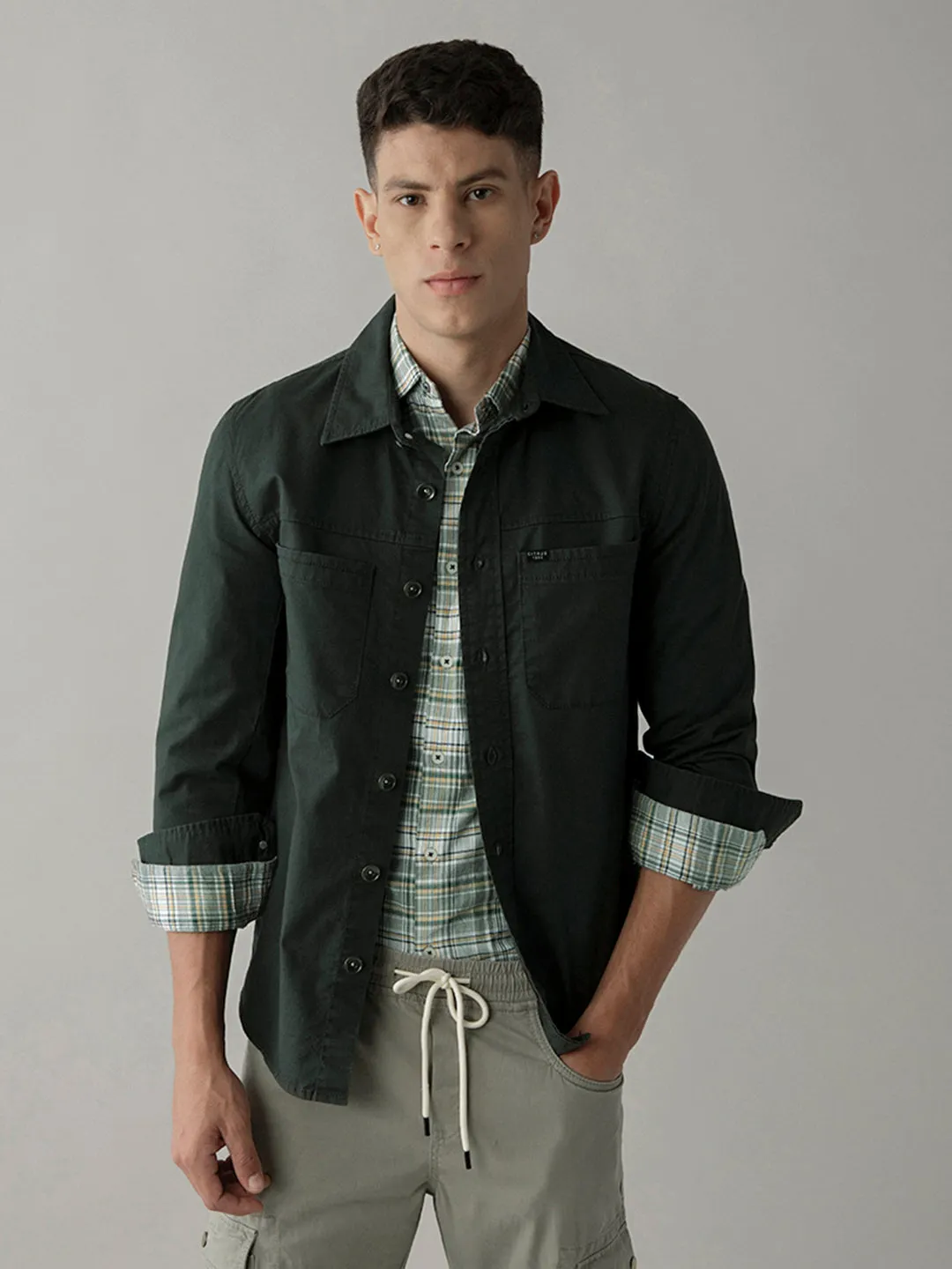 Rugged Green Cotton Shacket