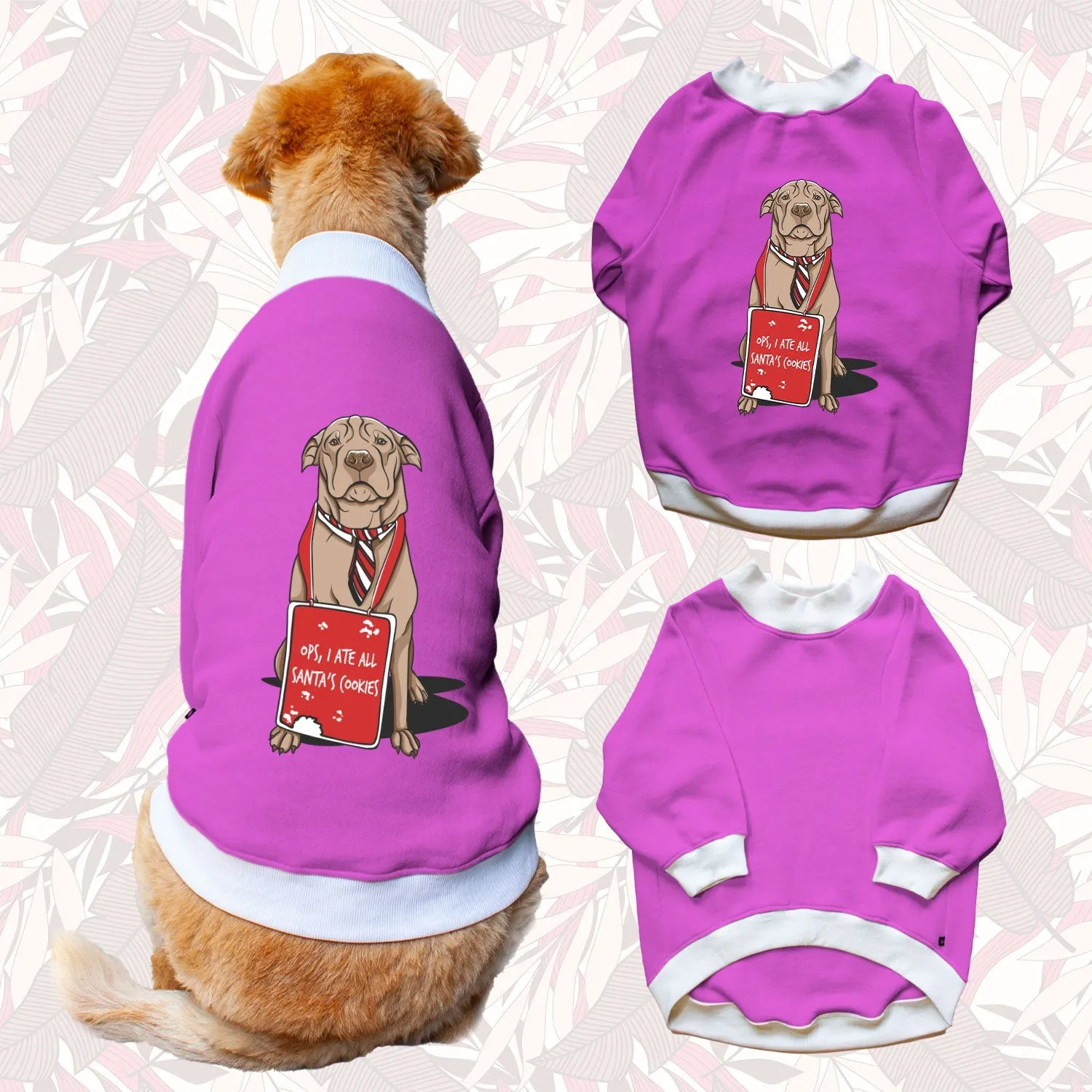 Ruse 'Basics' "I Ate Santa's Cookies" Printed Crew Neck Full Sleeve Sweatshirt For Dogs