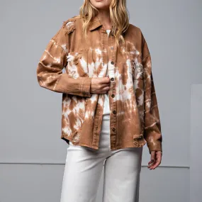 Rust Tie Dyed Wash Twill Shacket