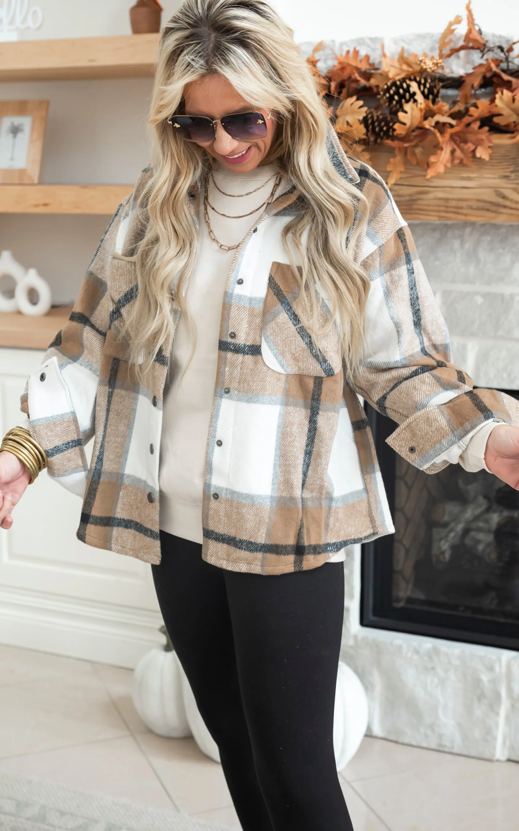 Rustic Charm Plaid Button Down Jacket