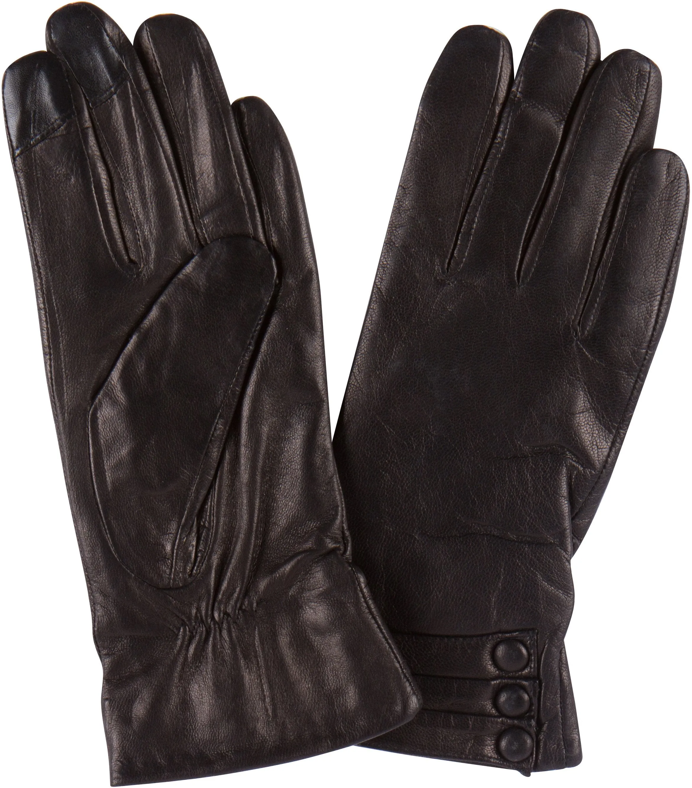 Sakkas Syle Womens Touch Screen Real Leather Three Button Fitted Gloves