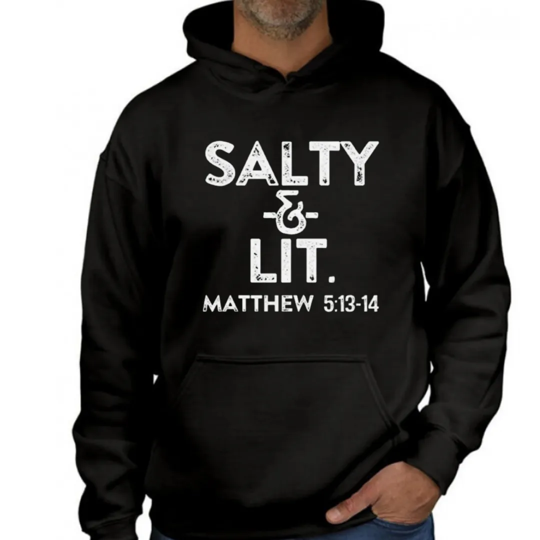 Salty And Lit Hoodie Sweatshirt, Bible Verse Hoodie, Christian Sweatshirt, Jesus Hoodie, Matthew 5 13, Bible Verse Gifts