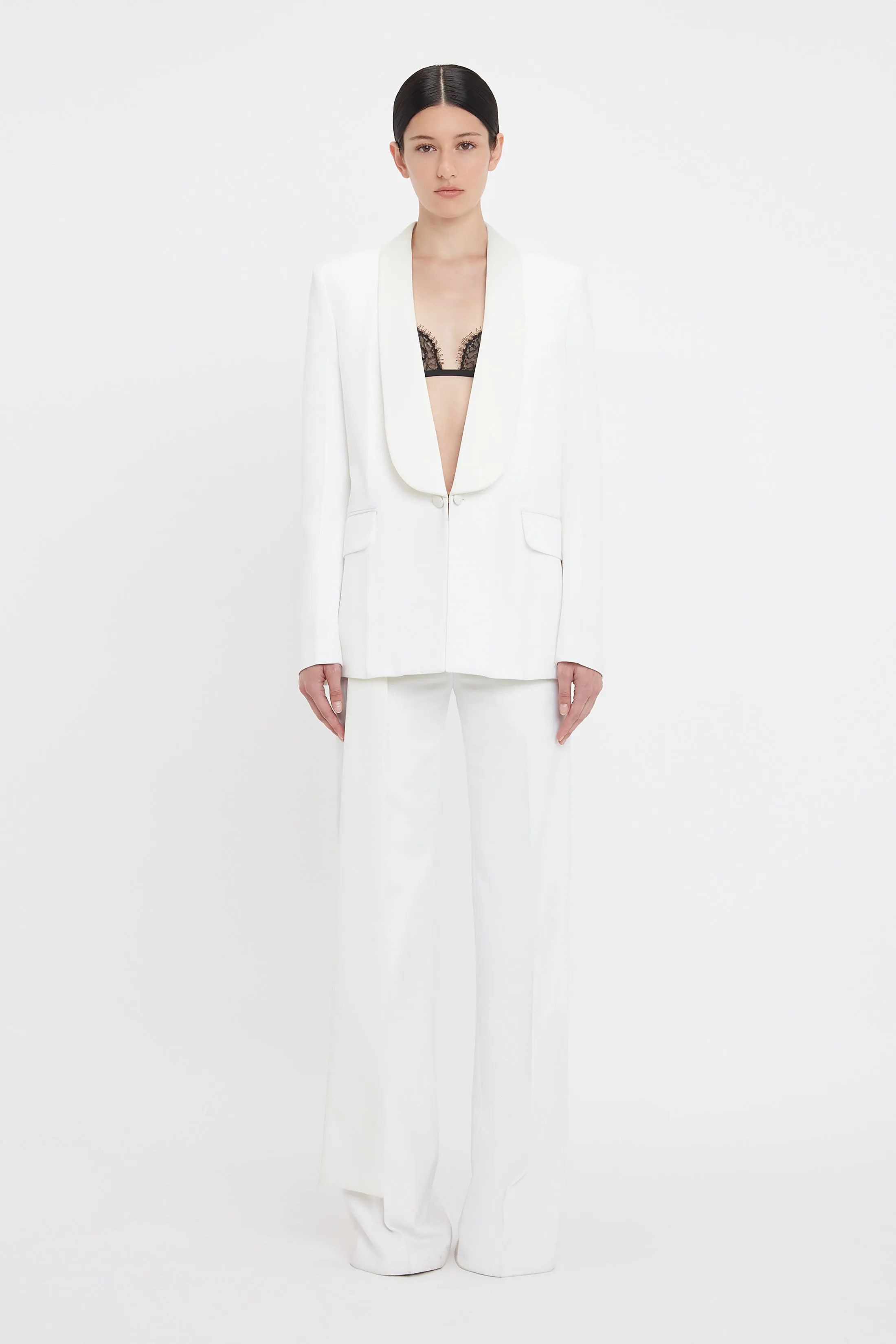 Shawl Collar Tux Jacket In Ivory