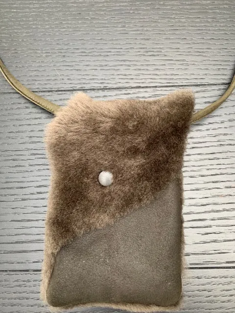 Shearling / Leather Phone Bag