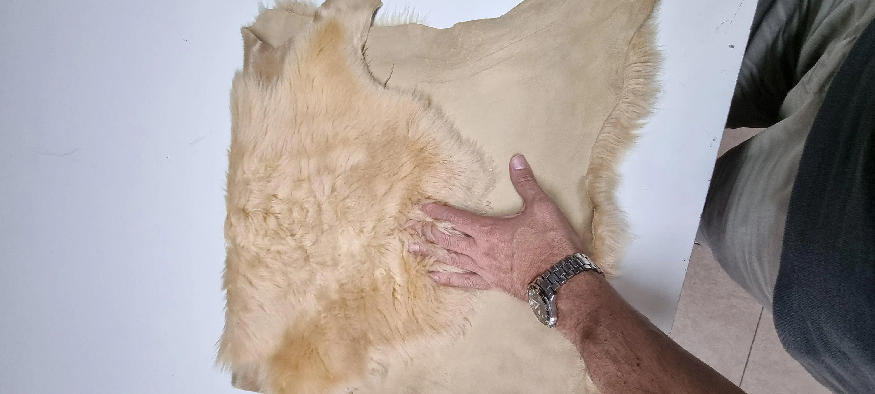 Sheepskin rug shearling leather hide, lambskin curly hair on, natural wool mouton leather