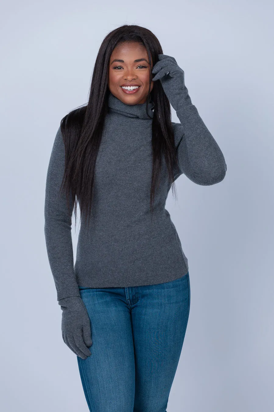 Simkhai Dita Gloved Turtleneck in Charcoal Melange