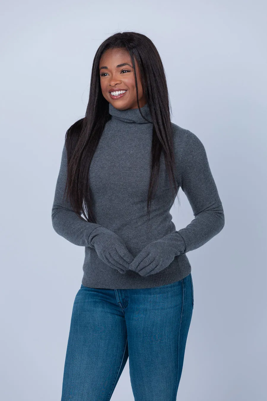 Simkhai Dita Gloved Turtleneck in Charcoal Melange