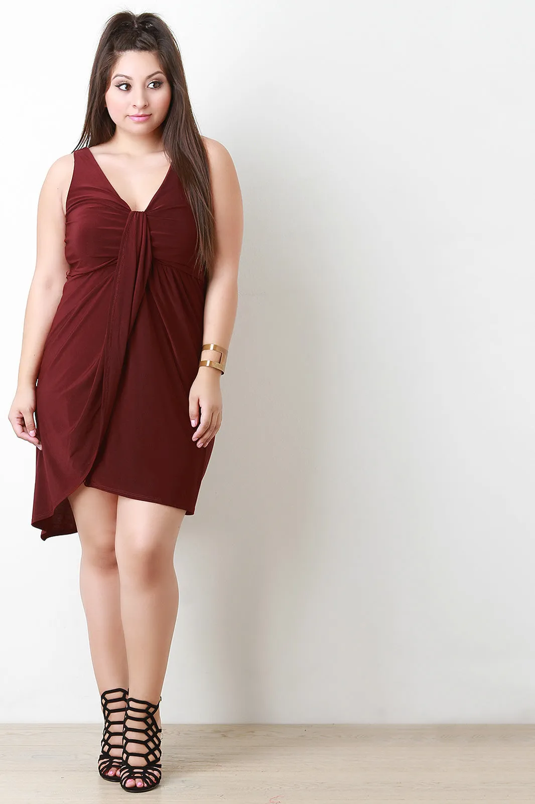 Sleeveless Draped Wrap Dress