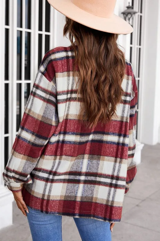 Sleigh Ride Ready Plaid Shacket Red