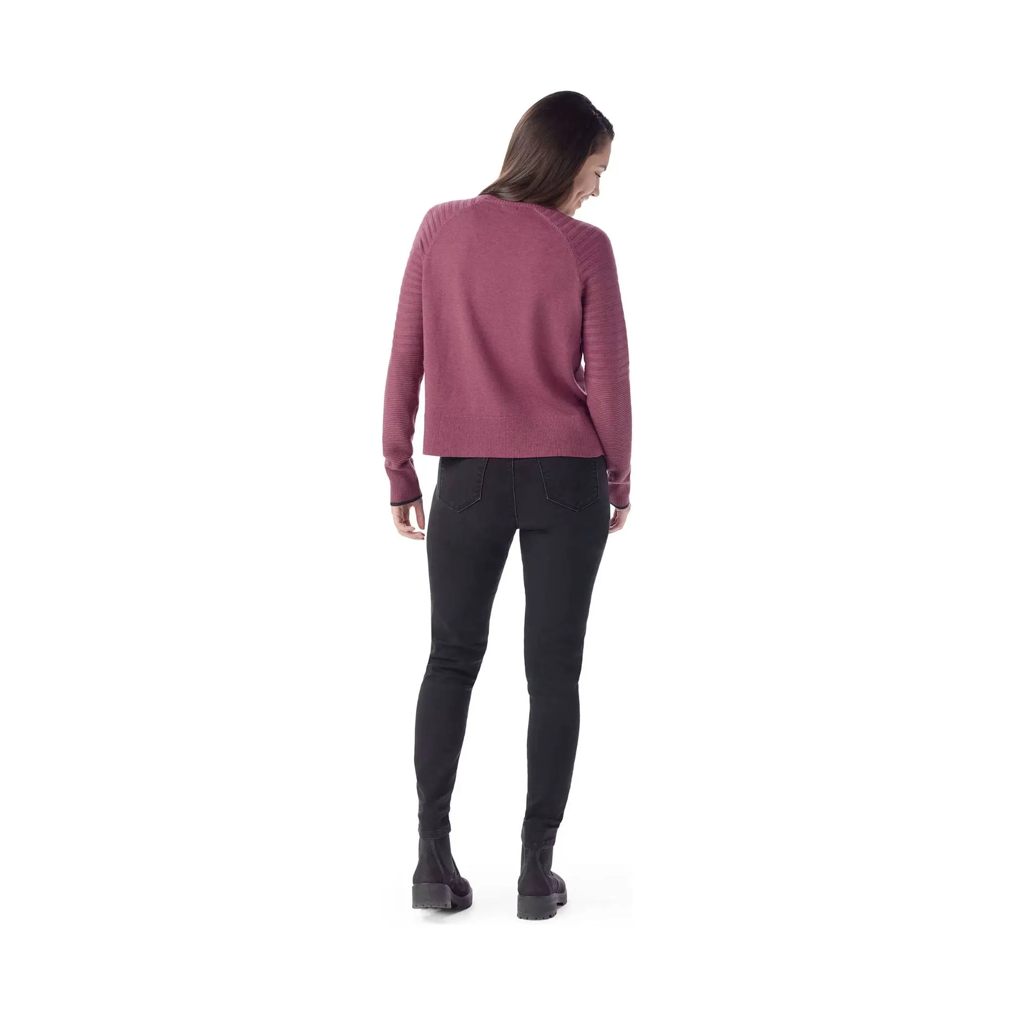 Smartwool Women's Edgewood Mock Neck Sweater - Garden Pink Eggplant