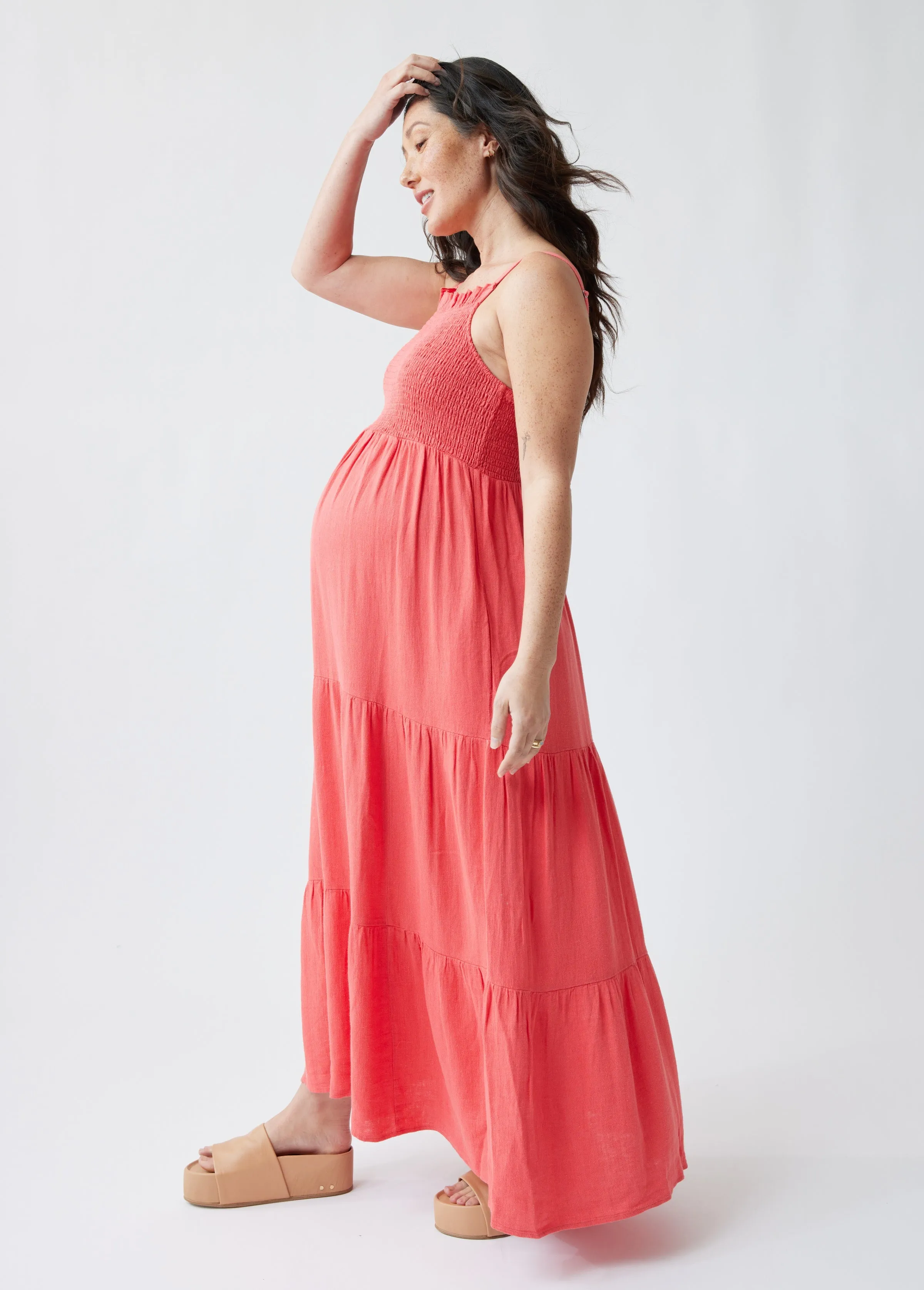 Smocked Maternity Maxi Dress